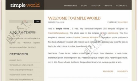 简单世界信息网页模板