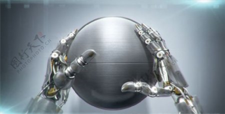 高科技机器人手球体标志动画模板