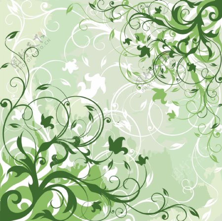 绿色花卉背景矢量图形