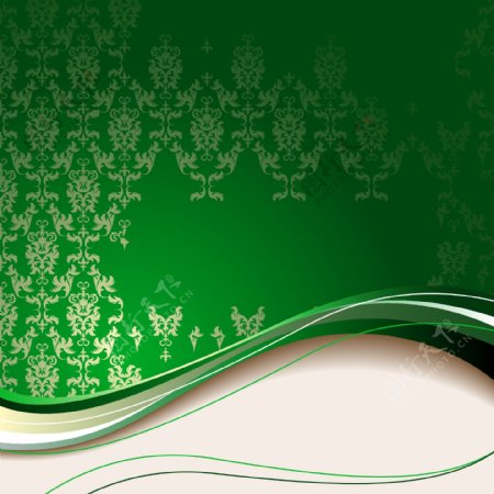 绿色装饰花纹背景矢量图
