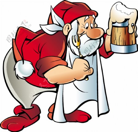 圣诞老人与啤酒图片
