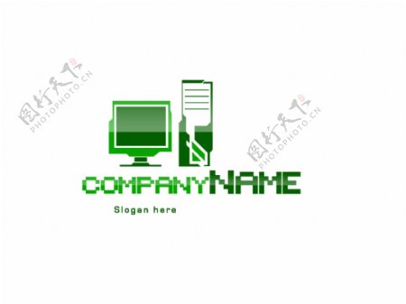 绿色电脑通用logo素材