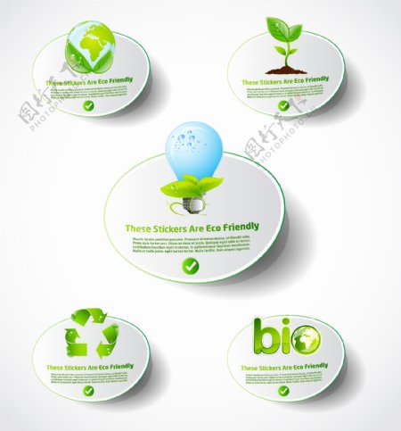 绿色环保生态标签贴纸图片