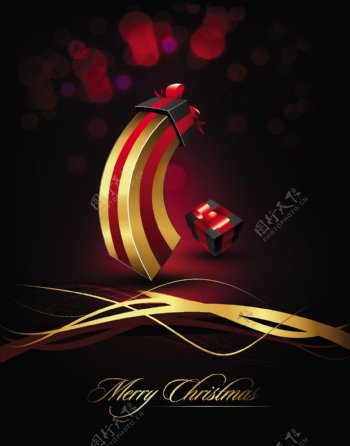 金色动感线条礼盒圣诞背景图片