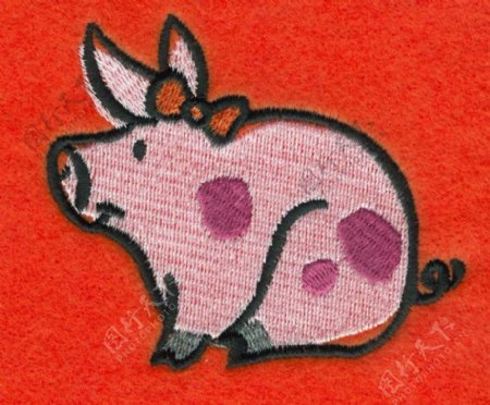 绣花动物猪色彩猪免费素材