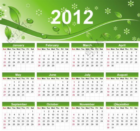 绿叶水珠水滴2012日历图片