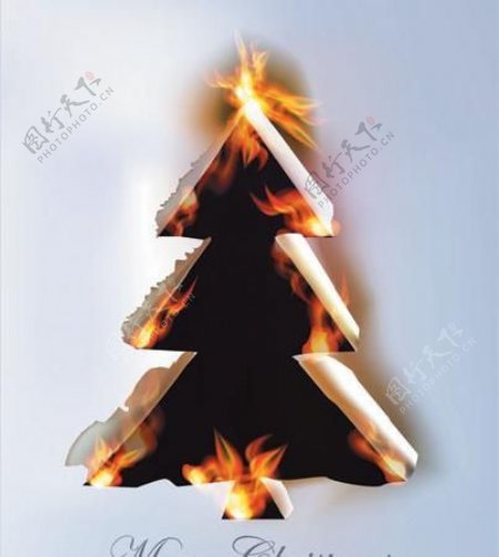 燃烧的火焰圣诞树图片
