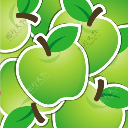 绿苹果贴纸背景卡矢量格式