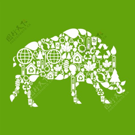 印花矢量图T恤图案符号野猪色彩免费素材