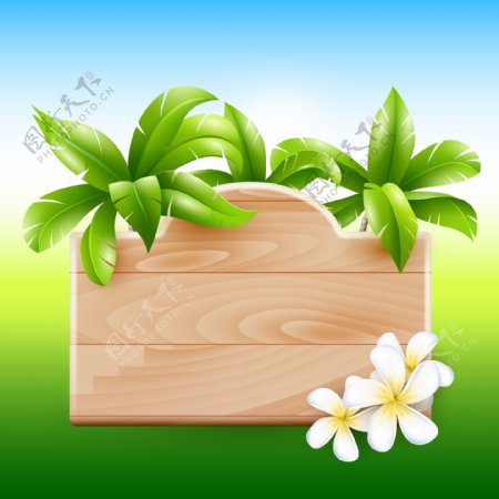 热带植物元素公告板
