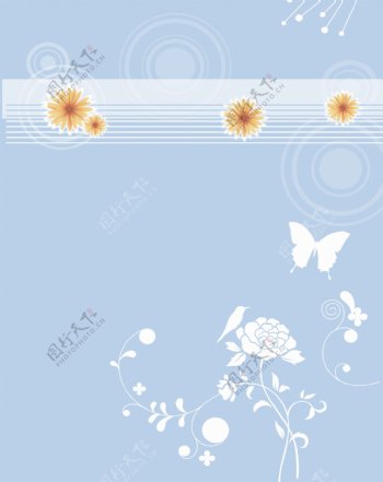 花朵蝴蝶蓝色移门图片