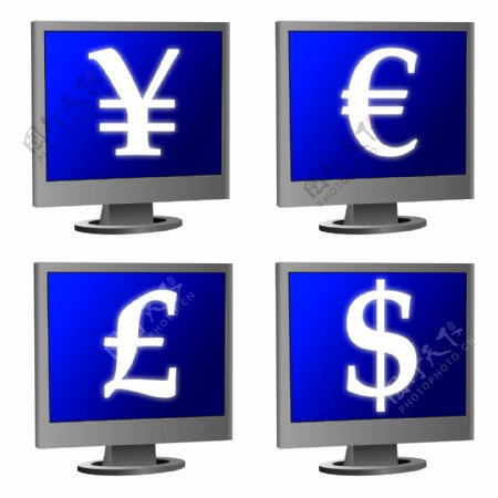 货币符号的计算机监视器