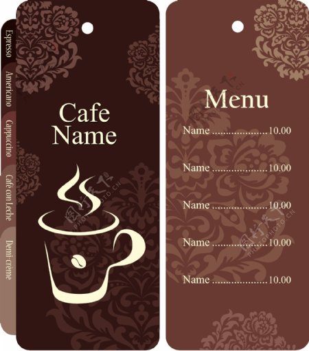 咖啡厅菜单封面欧式花纹图片