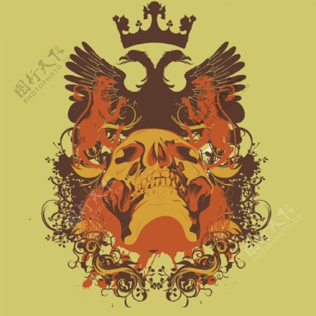 印花矢量图徽章标记动物抽象动物皇冠免费素材