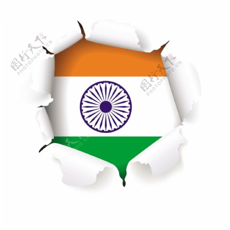 创作风格的印度国旗矢量设计矢量图eps10撕纸的影响