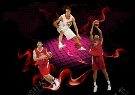 中国男篮签名cba篮球易建联姚明王治郅图片