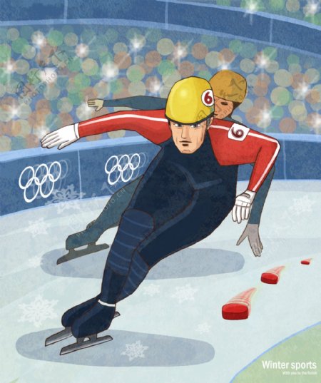 漫画滑冰速滑运动图片