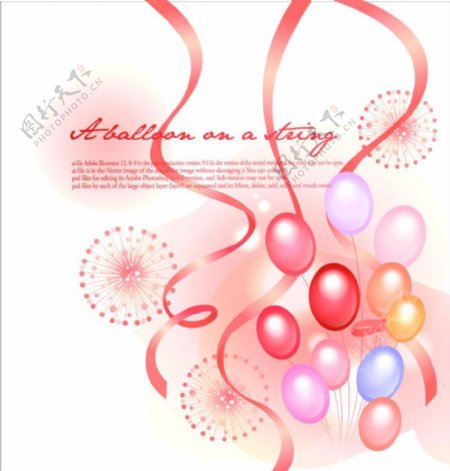 丰富多彩的节日的气球彩带礼花背景矢量素材1