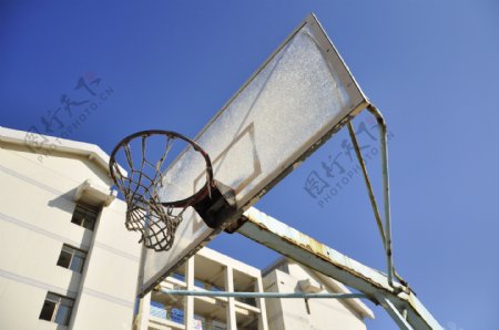 篮球架和宿舍楼图片