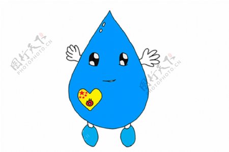 蓝色水滴形卡通吉祥物