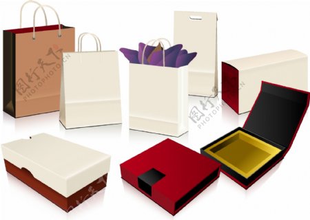 礼品盒空白购物袋包装矢量素材