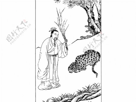 中国风古人物生活线稿插画素材133