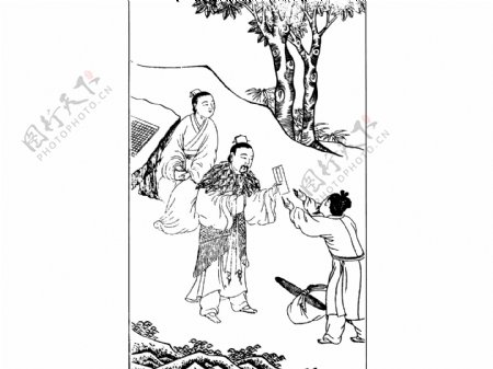 中国古人物生活线稿