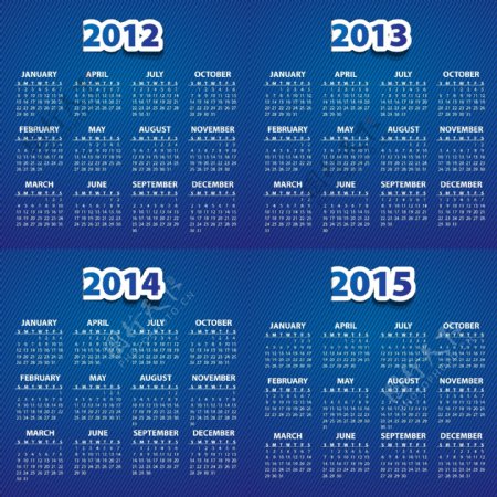 2012年至2015年年历