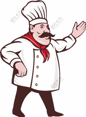 卡通的意大利厨师长胡子的