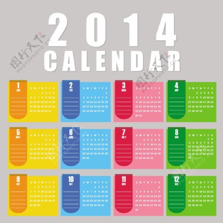 简单的2014日历设计向量集04