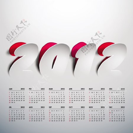 2012艺术日历矢量素材