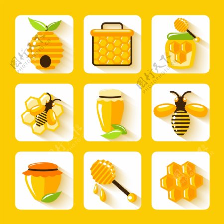 9款精美蜂蜜元素图标矢量素材