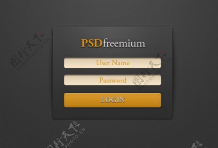 黑暗经典的WebUI的登录表单PSD
