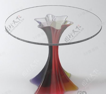 3D圆形玻璃桌子模型