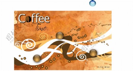 咖啡主题背景海报咖啡色线条广告设计