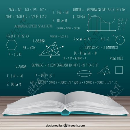 摊开的书本和数学公式