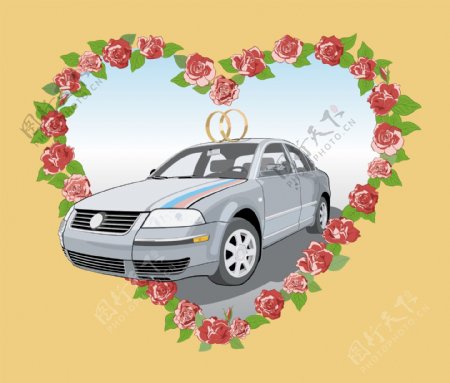 玫瑰爱心婚车图片