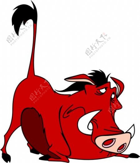 印花矢量图野猪棕红色可爱卡通卡通动物免费素材