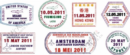 一个集合的矢量格式的世界航空邮票