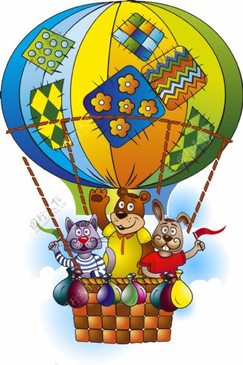 卡通动物的载体材料的热气球