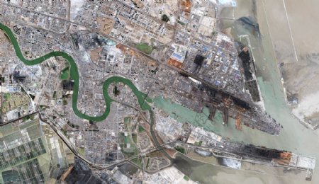 2008年天津港卫星鸟瞰图图片