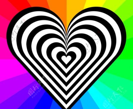 彩虹的背景图案的心向量图像