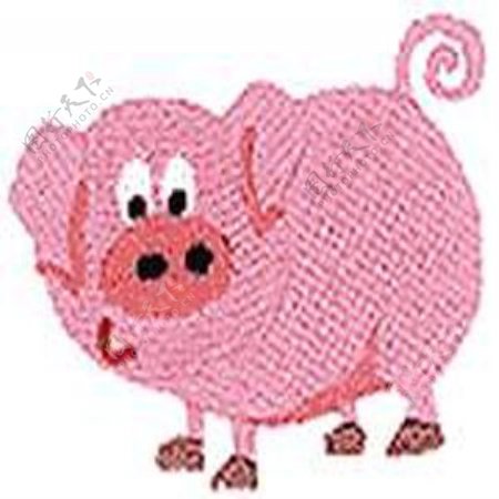 绣花动物猪色彩粉红免费素材