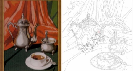 数字油画咖啡物语18色规格36x46cm图片