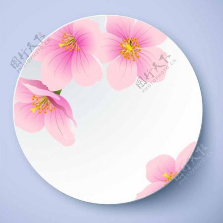 粉色花卉盘子图案设计