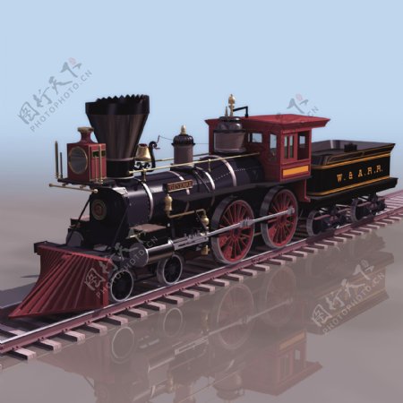 旧式火车头3D模型