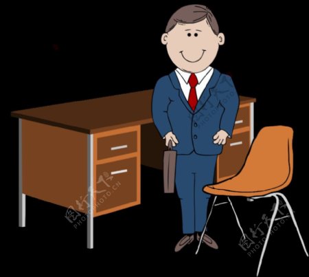 老师经理的桌子和椅子之间