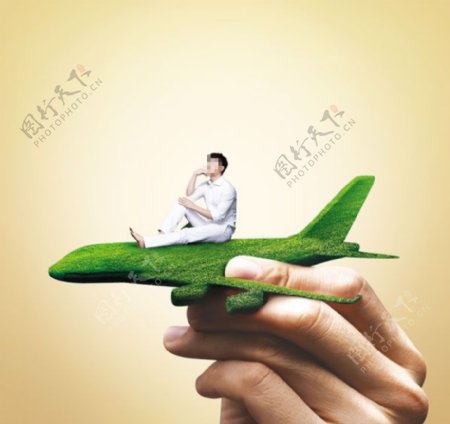 创意绿色飞机免费下载