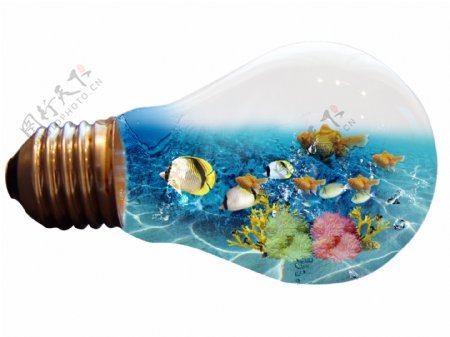 灯泡里的海里世界PSD分层免费下载