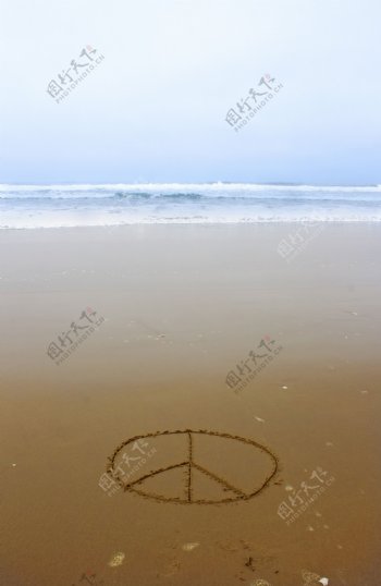 beachwriting和平的标志